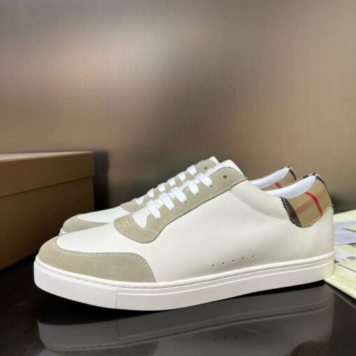 Burberry Leather and Cotton Check Sneaker White - Image 3