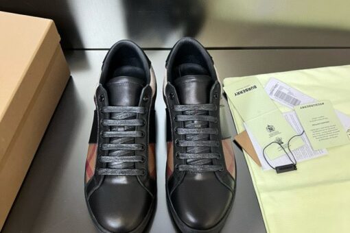 Burberry Leather and Cotton Check Sneaker Black