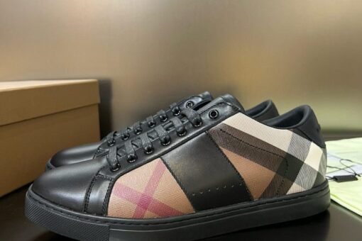 Burberry Leather and Cotton Check Sneaker Black