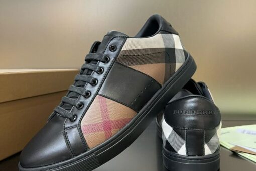 Burberry Leather and Cotton Check Sneaker Black