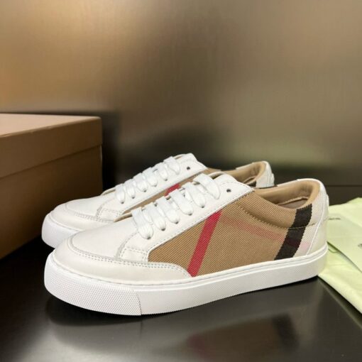 Burberry House Check and Leather Sneakers Optic white - Image 3