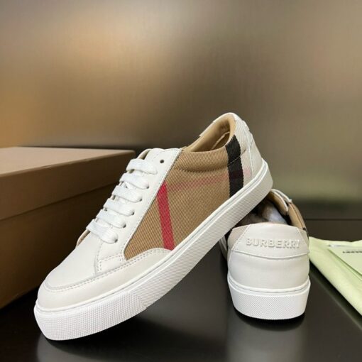 Burberry House Check and Leather Sneakers Optic white - Image 2