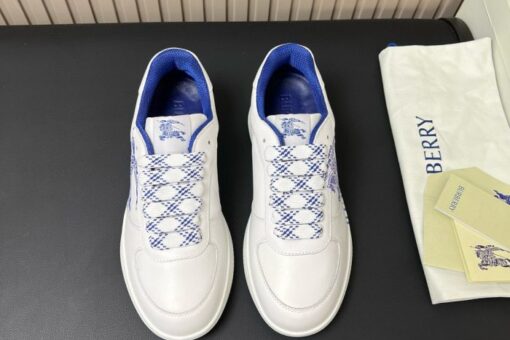 Burberry Leather Stock Sneakers White & Blue