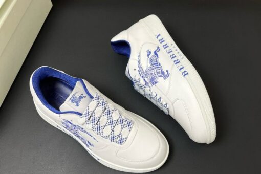 Burberry Leather Stock Sneakers White & Blue