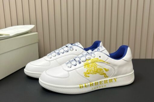 Burberry Leather Stock Sneakers White & Yellow