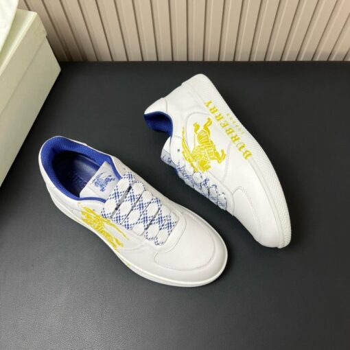 Burberry Leather Stock Sneakers White & Yellow - Image 2