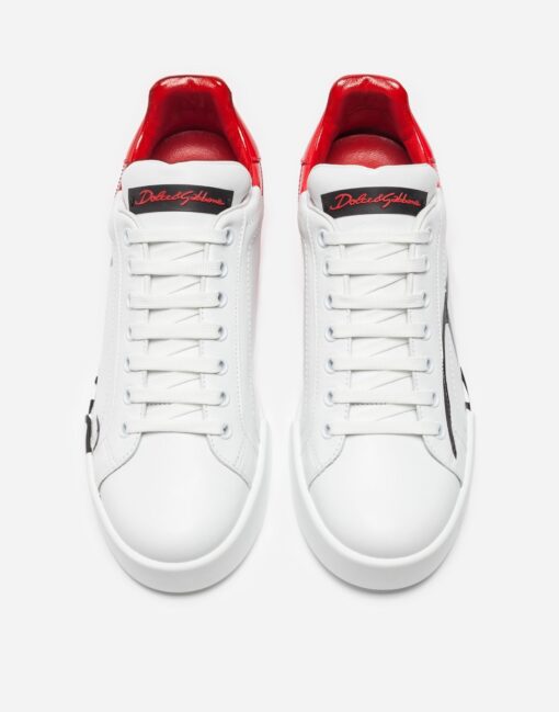 Dolce & Gabbana Elegant White Leather Portofino Sneaker - Image 3