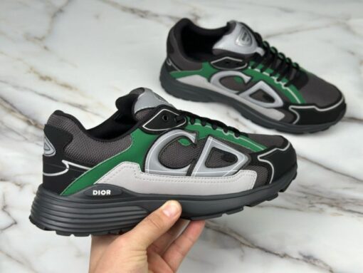 B30 Sneaker Deep Gray Mesh with Green, Black and Gray Technical Fabric - Image 3