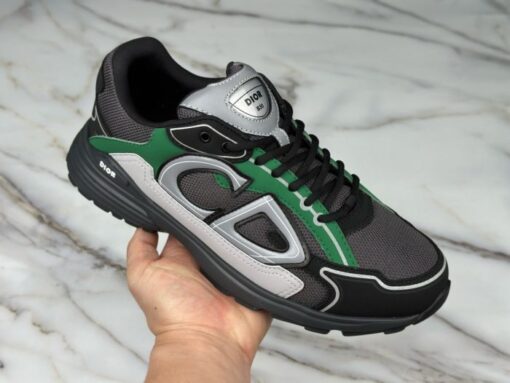 B30 Sneaker Deep Gray Mesh with Green, Black and Gray Technical Fabric - Image 2