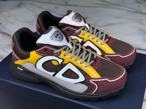 B30 Sneaker Deep Gray Mesh with Burgundy, Yellow and Gray Technical Fabric