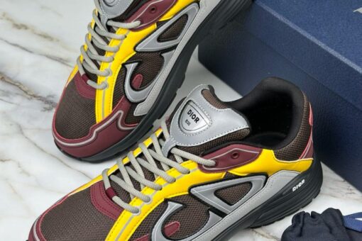 B30 Sneaker Deep Gray Mesh with Burgundy, Yellow and Gray Technical Fabric