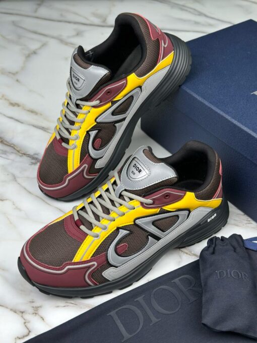 B30 Sneaker Deep Gray Mesh with Burgundy, Yellow and Gray Technical Fabric - Image 4