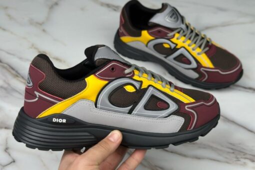 B30 Sneaker Deep Gray Mesh with Burgundy, Yellow and Gray Technical Fabric