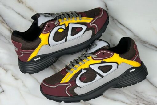 B30 Sneaker Deep Gray Mesh with Burgundy, Yellow and Gray Technical Fabric