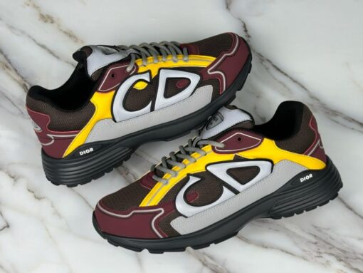 B30 Sneaker Deep Gray Mesh with Burgundy, Yellow and Gray Technical Fabric - Image 2