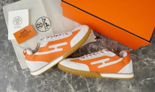 Hermes Jet Sneaker White Orange - Image 5