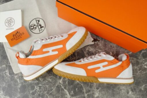 Hermes Jet Sneaker White Orange