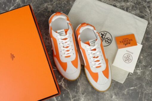 Hermes Jet Sneaker White Orange - Image 4