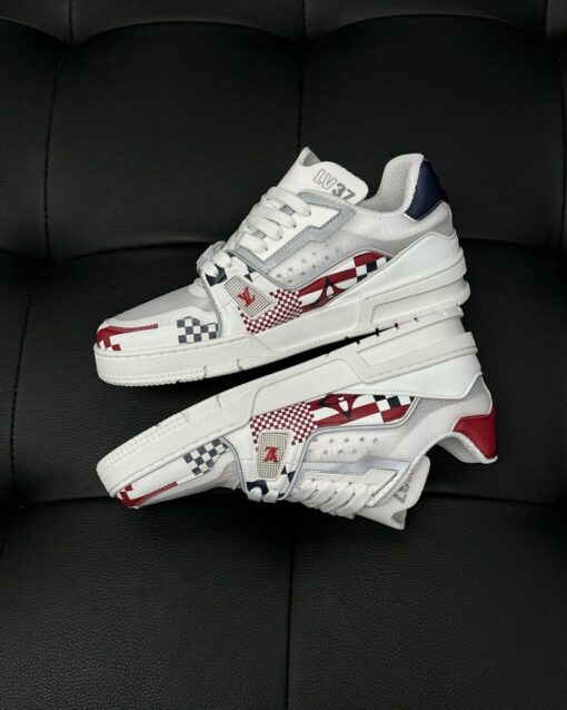 LV Trainer Sneaker White Red - Image 4