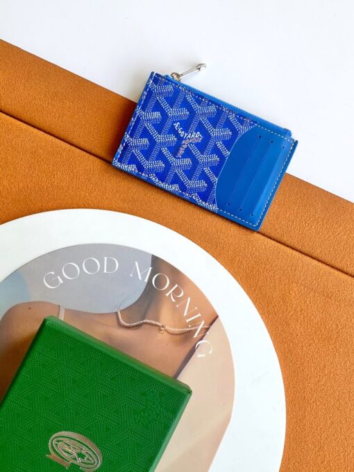 Goyard Bourbon Zipped Card Holder Blue