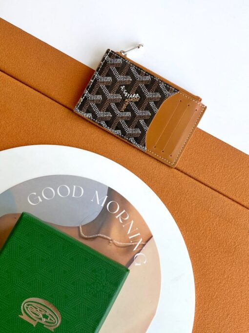 Goyard Bourbon Zipped Card Holder Brown