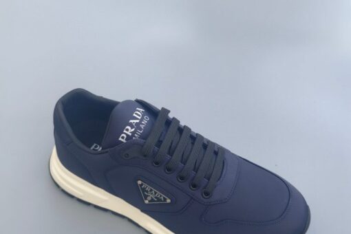 Prada Prax Triangle Logo Nylon Low-Top Sneaker - Navy