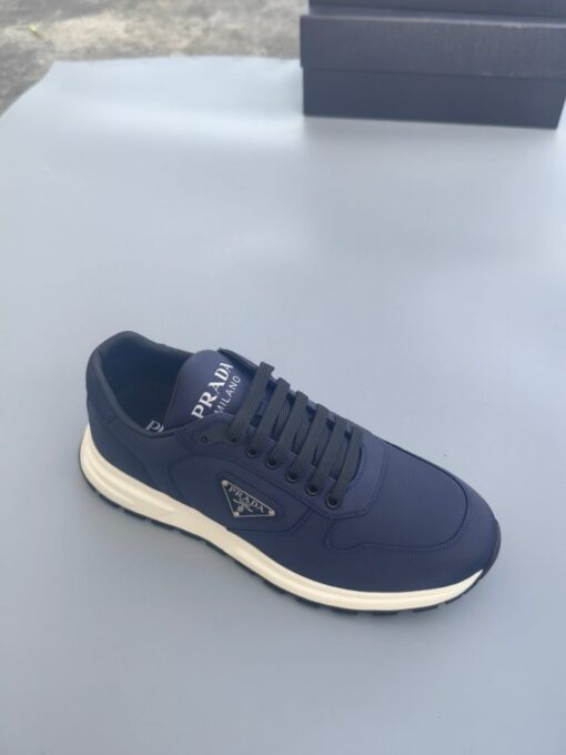 Prada Prax Triangle Logo Nylon Low-Top Sneaker - Navy - Image 4