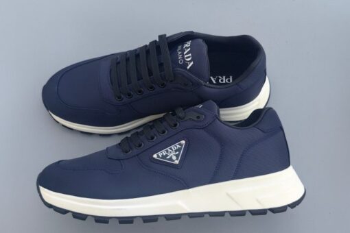 Prada Prax Triangle Logo Nylon Low-Top Sneaker - Navy