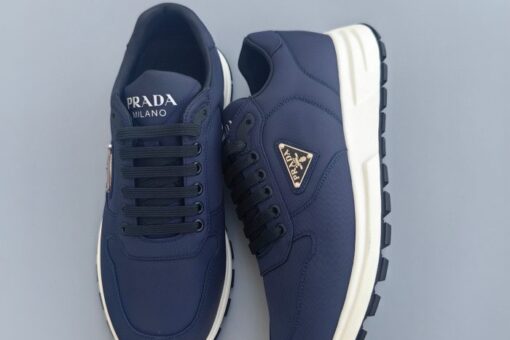 Prada Prax Triangle Logo Nylon Low-Top Sneaker - Navy