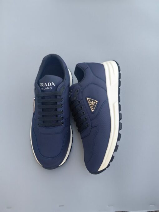 Prada Prax Triangle Logo Nylon Low-Top Sneaker - Navy - Image 2