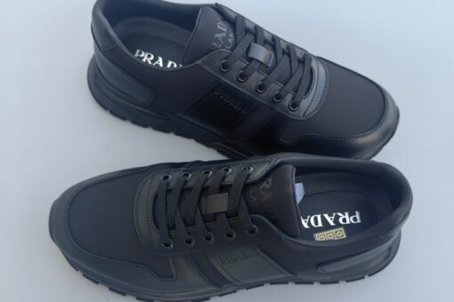 Prada Prax 01 Re-Nylon And Brushed Leather Sneaker Black