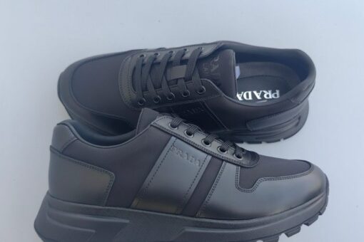 Prada Prax 01 Re-Nylon And Brushed Leather Sneaker Black