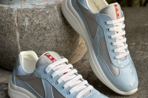 Prada America's Cup Biker Fabric Sneaker Pastel Blue