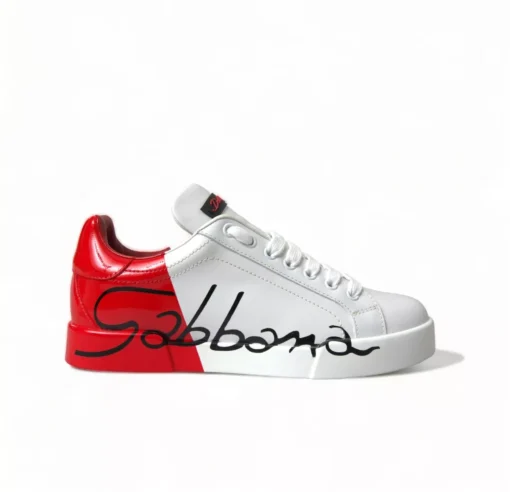 Dolce & Gabbana Elegant White Leather Portofino Sneaker