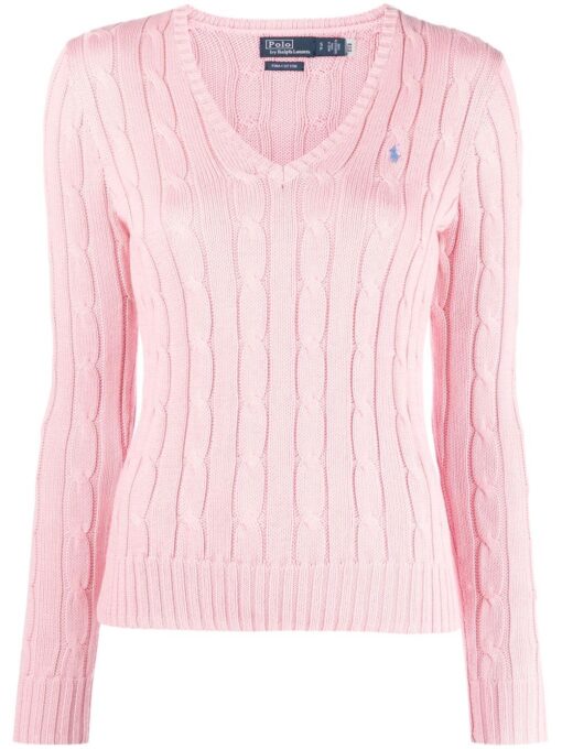 Polo Ralph Lauren Embroidered Logo Cable-knit Jumper Pink