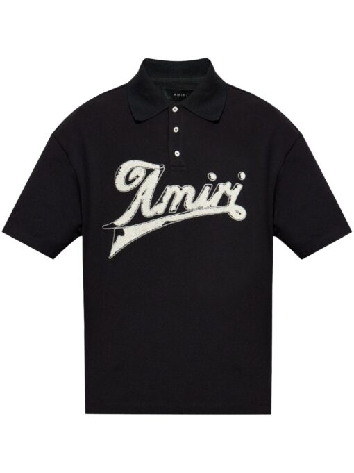 AMIRI Embroidered-Logo Polo T-shirt Black