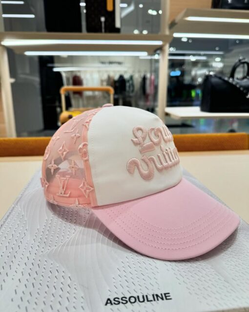 Lv Mesh Signature Cap Pink