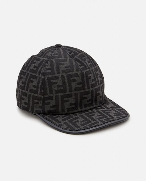 FENDI FF JACQUARD BASEBALL CAP Black