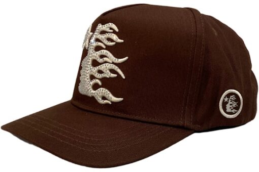 Hellstar OG Rhinestones Logo Snapback Hat Brown - Image 3