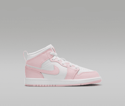 Jordan 1 Mid Younger Kids' Shoes Pink Foam