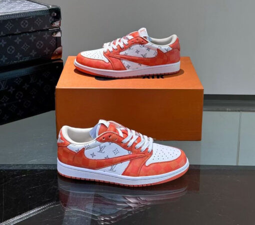 LV x Nike Low-top Casual Sneaker White Orange