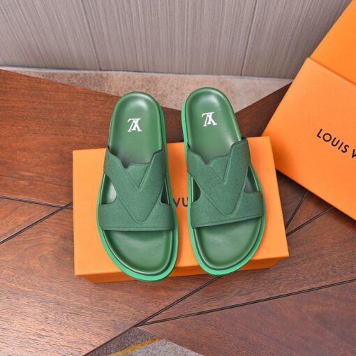 LV Leather Sandal Green