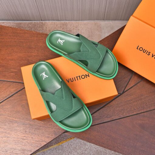 LV Leather Sandal Green - Image 2