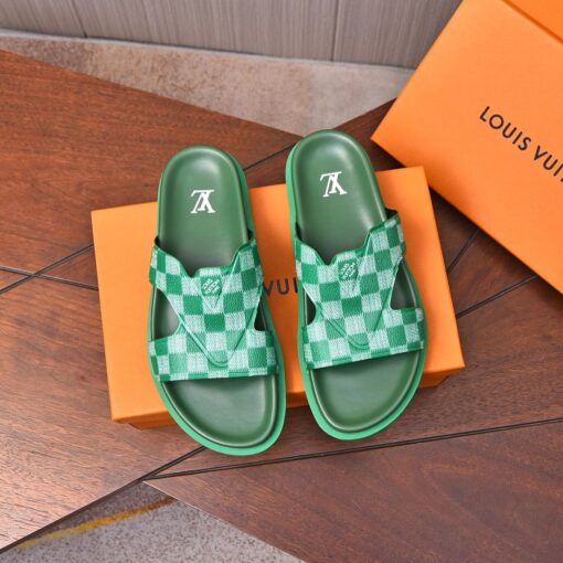 LV Leather Sandal White/Green