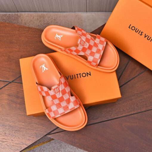 LV Leather Sandal Orange/White - Image 2