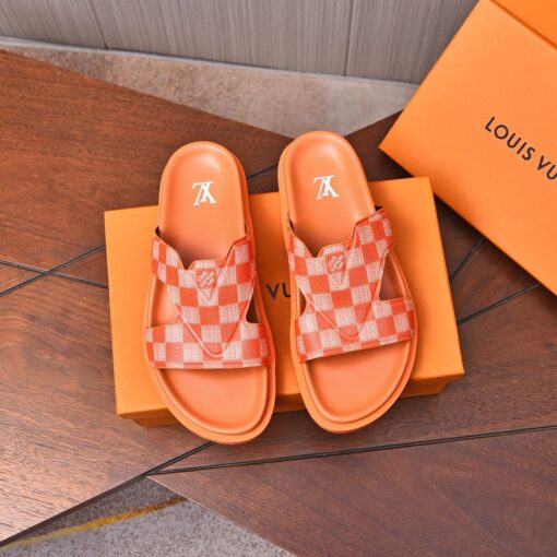 LV Leather Sandal Orange/White