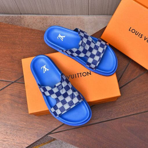 LV Leather Sandal Blue/White - Image 2