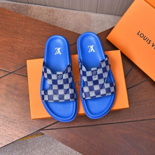 LV Leather Sandal Blue/White