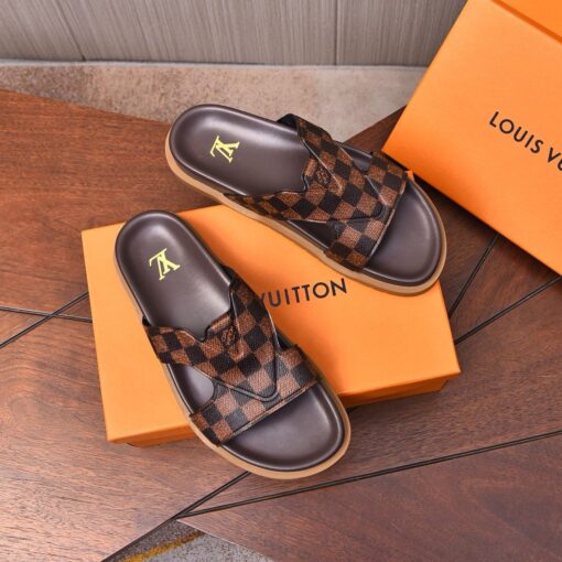 LV Leather Sandal Brown - Image 2