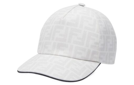 FENDI FF JACQUARD BASEBALL CAP White